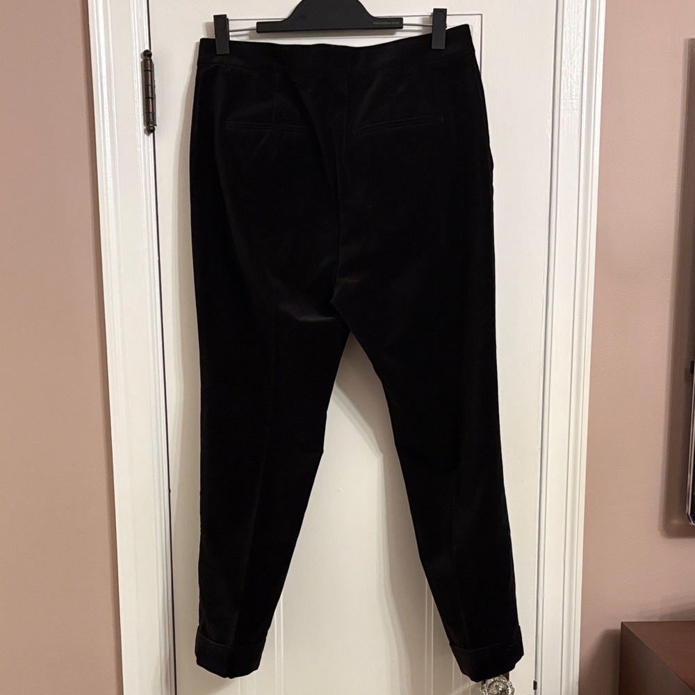 Ann Taylor Elegant Black Velvet Cuffed Ankle Pants - Picture 3 of 9